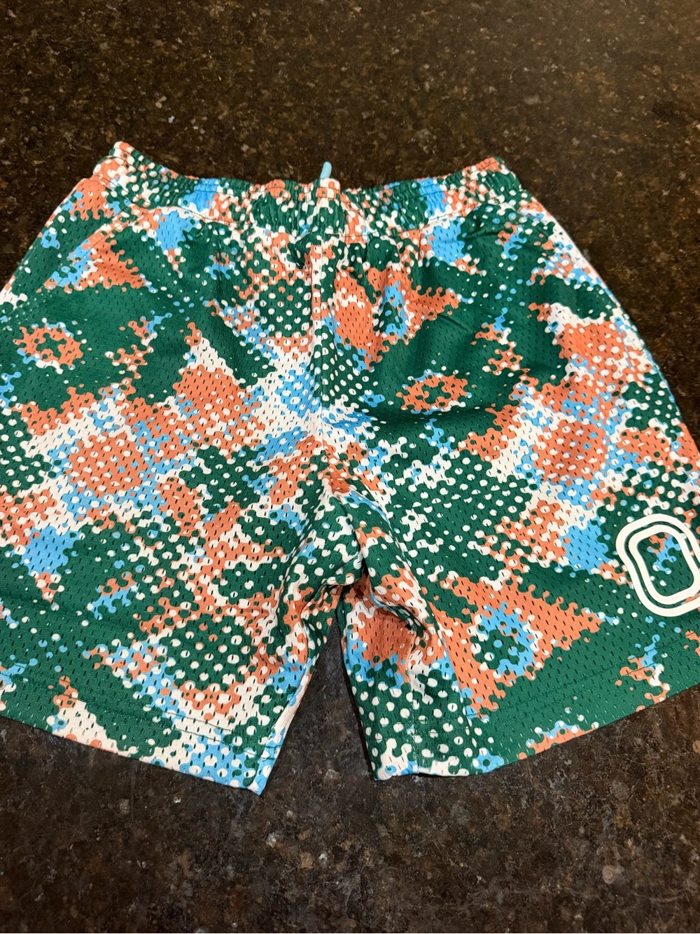 Men's Green Multi-Color Athletic Mesh Shorts